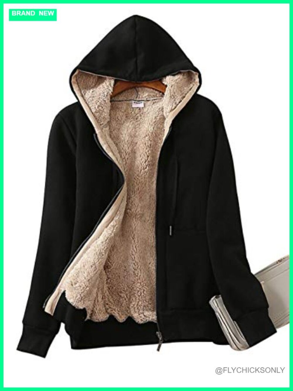Sherpa Lined Full Zip Hoodie Sweatshirt Jacket Coat